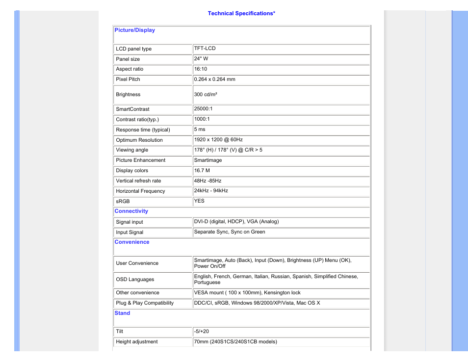 Philips 240S1SB-00 User Manual | Page 27 / 98