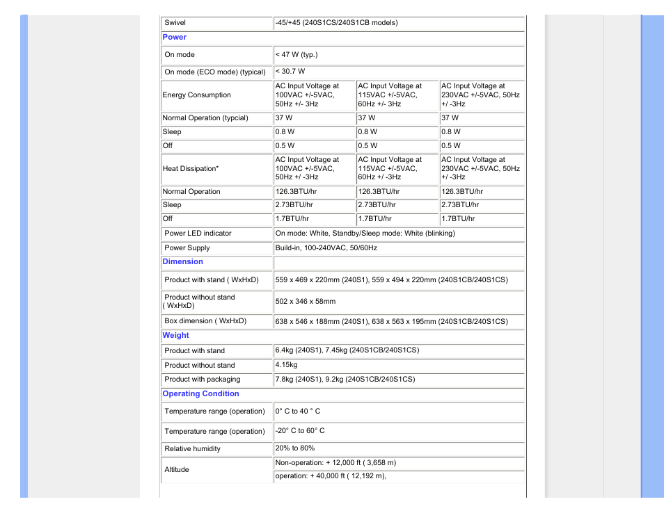 Philips 240S1SB-00 User Manual | Page 28 / 98