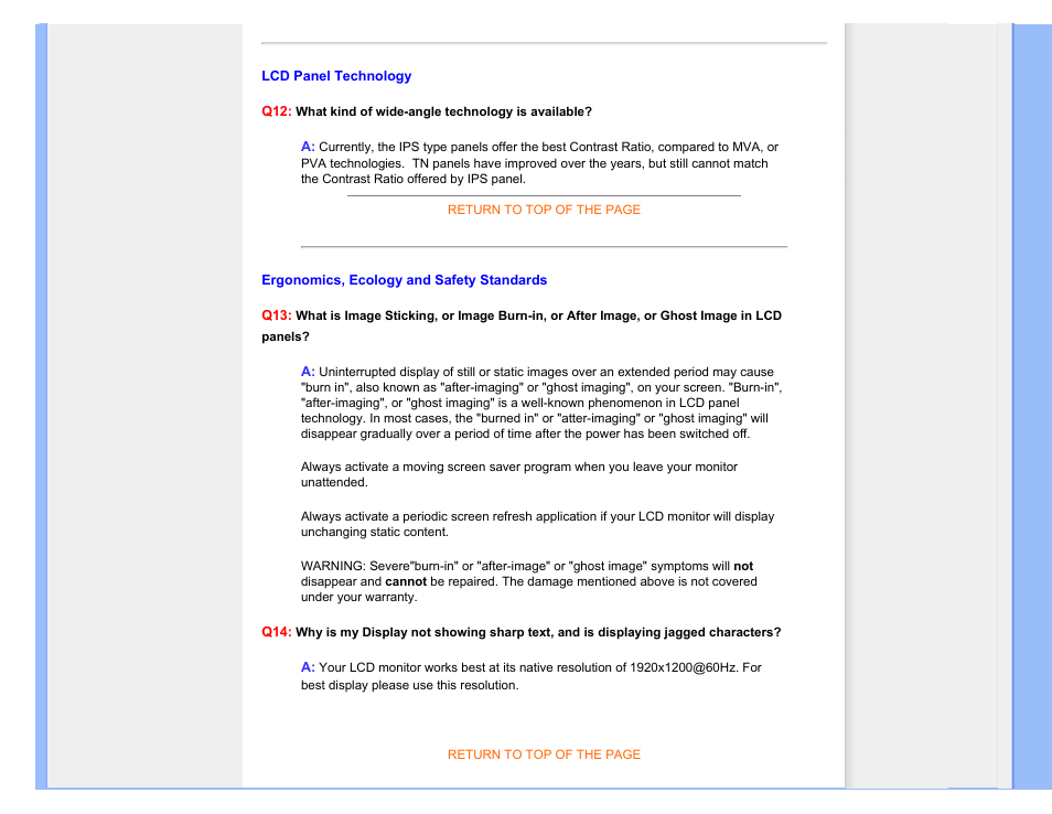 Lcd panel technology, Ergonomics, ecology and, Safety standards | Philips 240S1SB-00 User Manual | Page 7 / 98