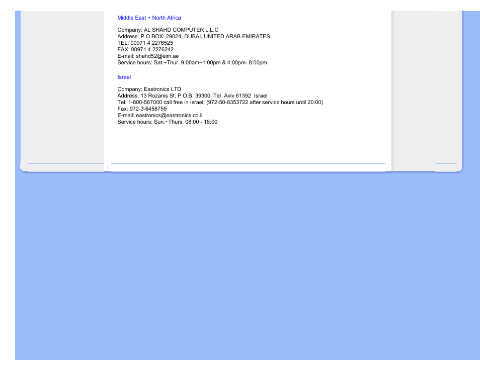 Israel, Middle east + north africa | Philips 240S1SB-00 User Manual | Page 90 / 98