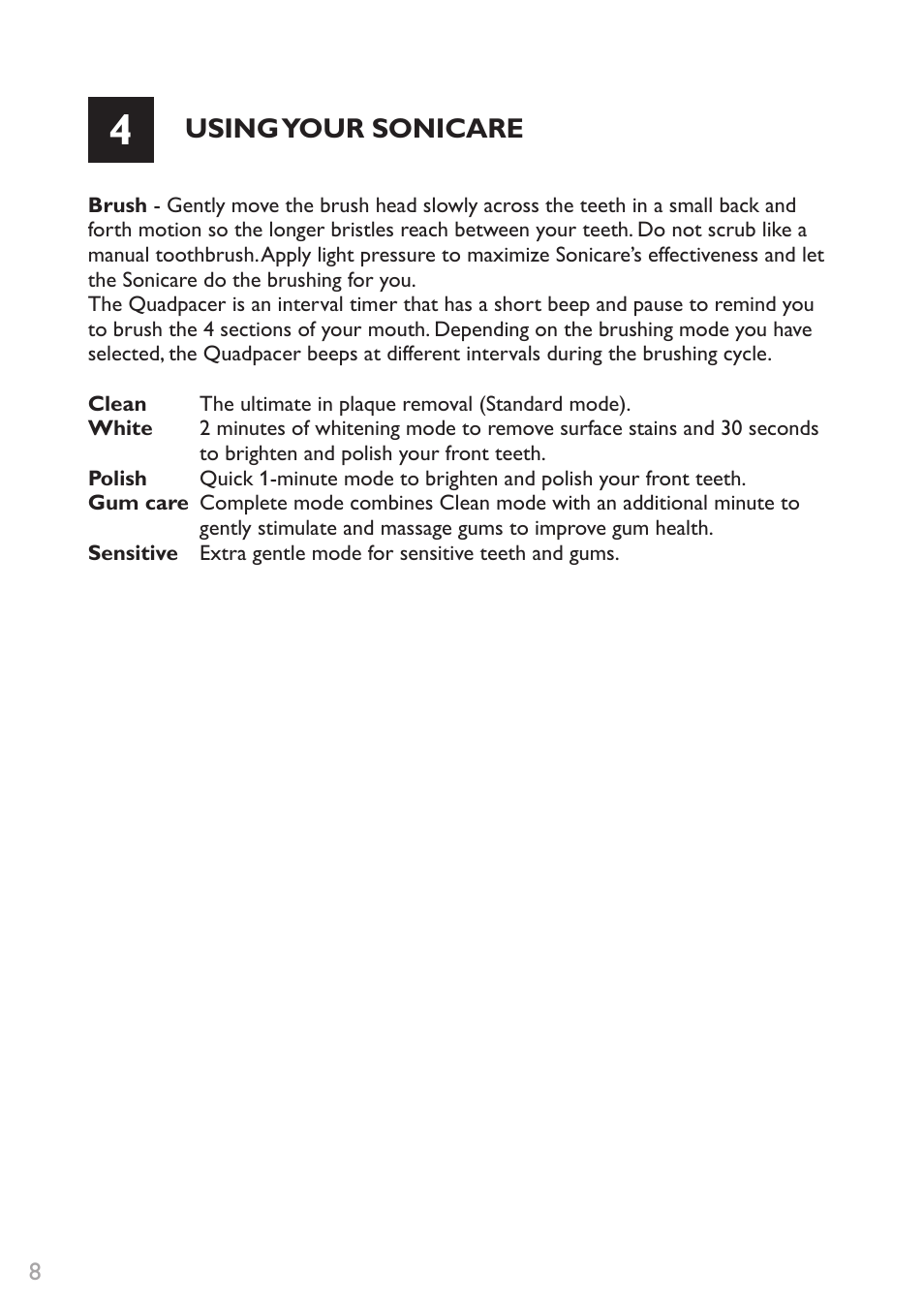 Using your sonicare | Philips HX9332-12 User Manual | Page 8 / 16