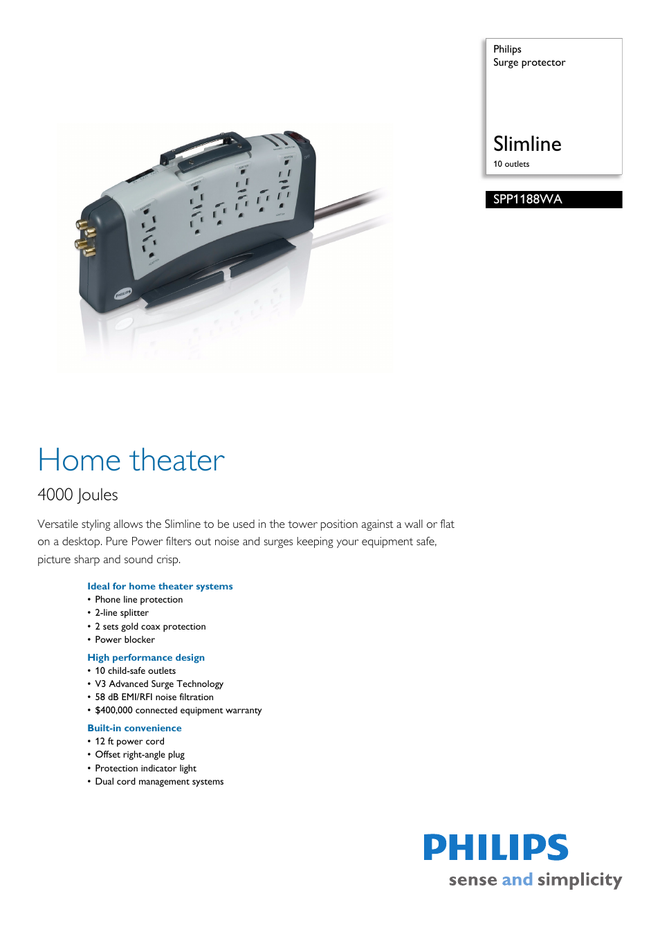 Philips SPP1188WA-17 User Manual | 2 pages