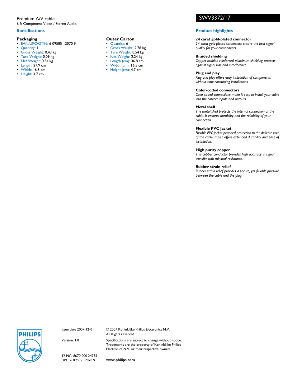 Philips SWV3372-17 User Manual | Page 2 / 2