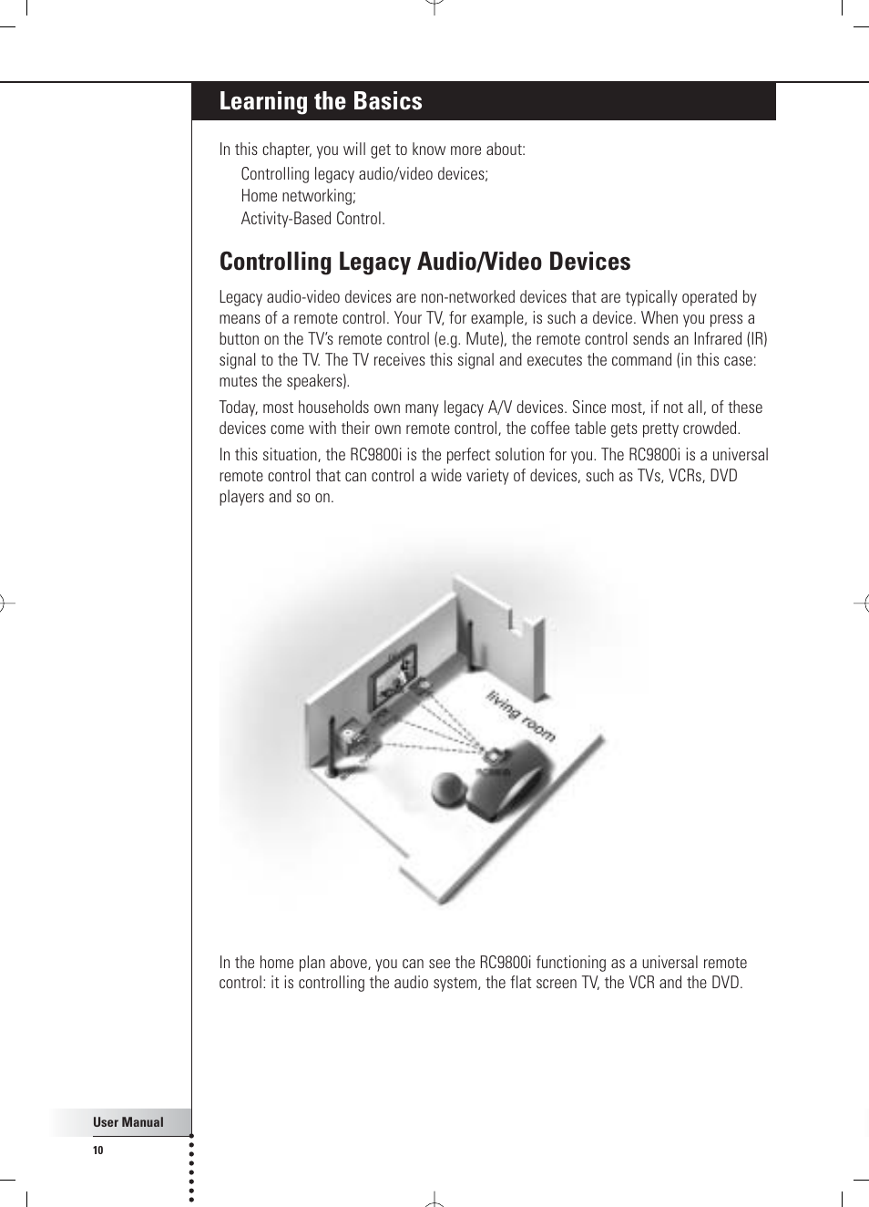 Learning the basics, Controlling legacy audio/video devices | Philips Multimedia Control Panel User Manual | Page 10 / 62