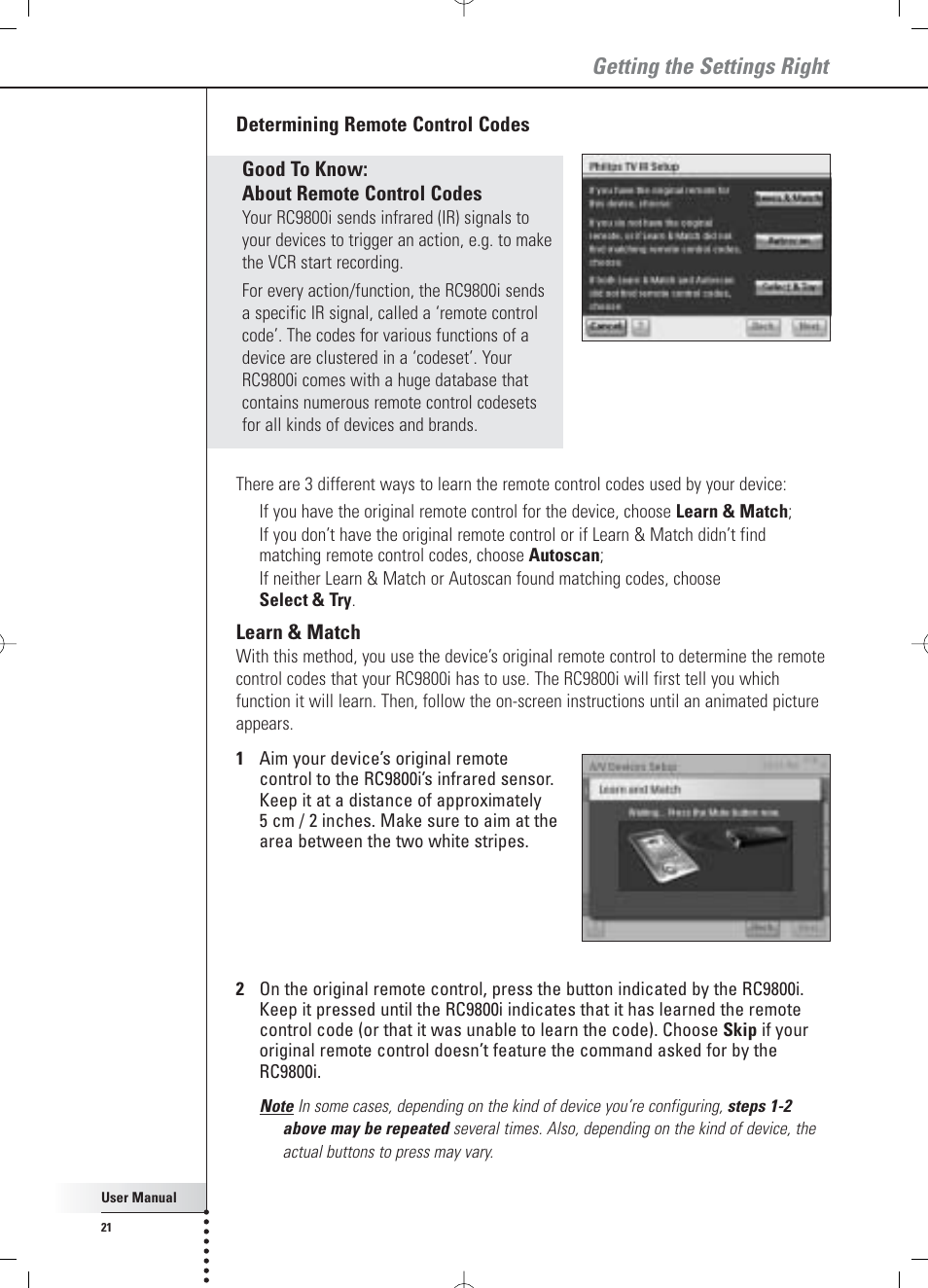 Getting the settings right | Philips Multimedia Control Panel User Manual | Page 21 / 62