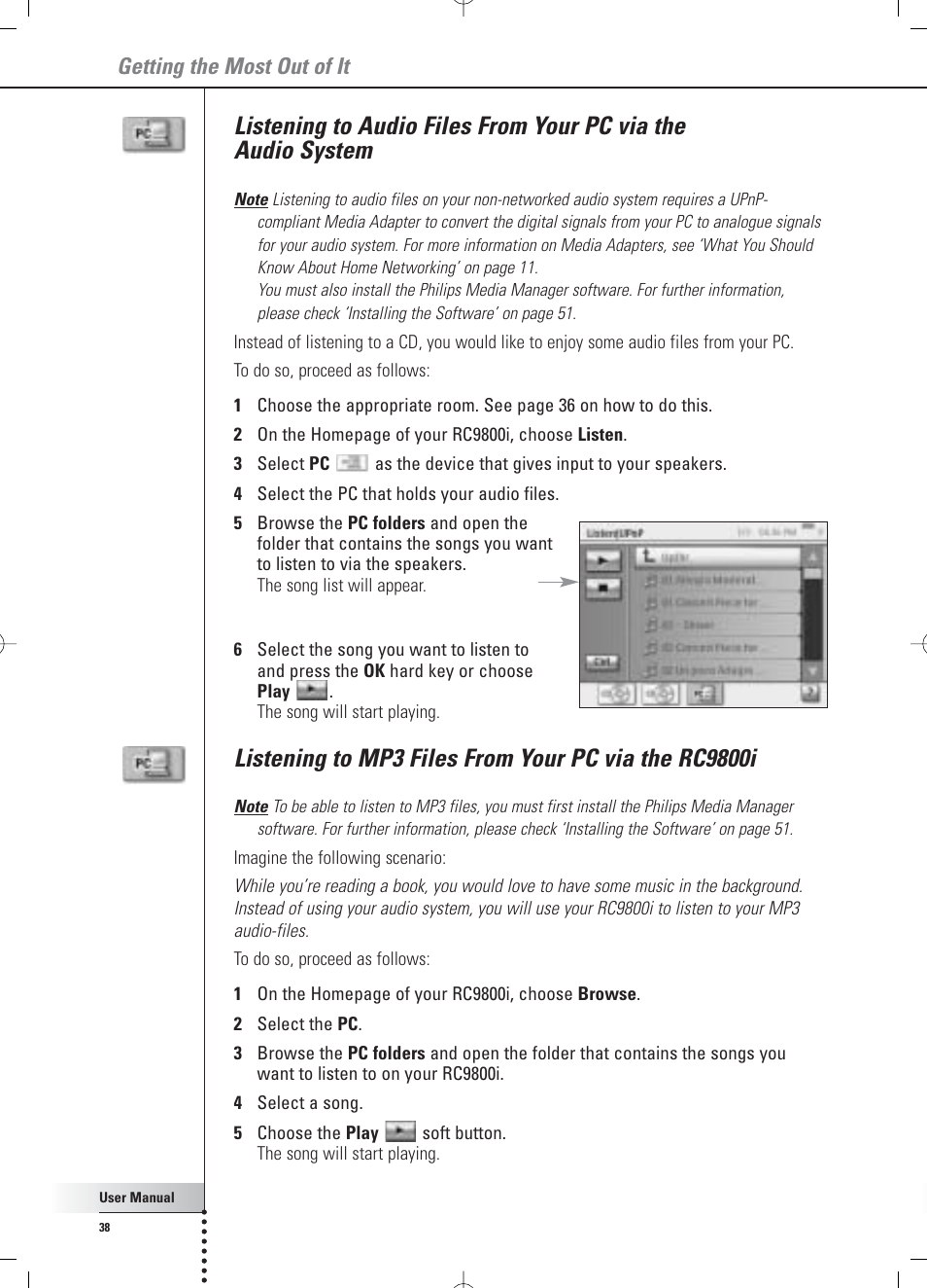 Getting the most out of it | Philips Multimedia Control Panel User Manual | Page 38 / 62