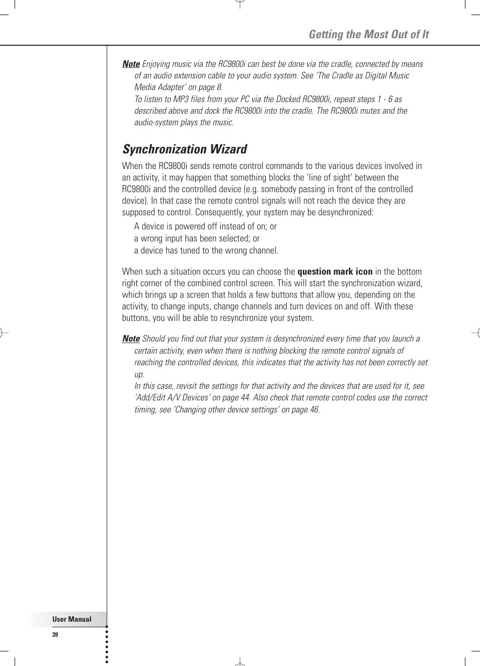 Synchronization wizard, Getting the most out of it | Philips Multimedia Control Panel User Manual | Page 39 / 62