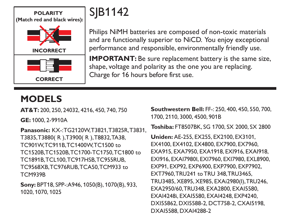 Philips SJB1142-37 User Manual | 1 page