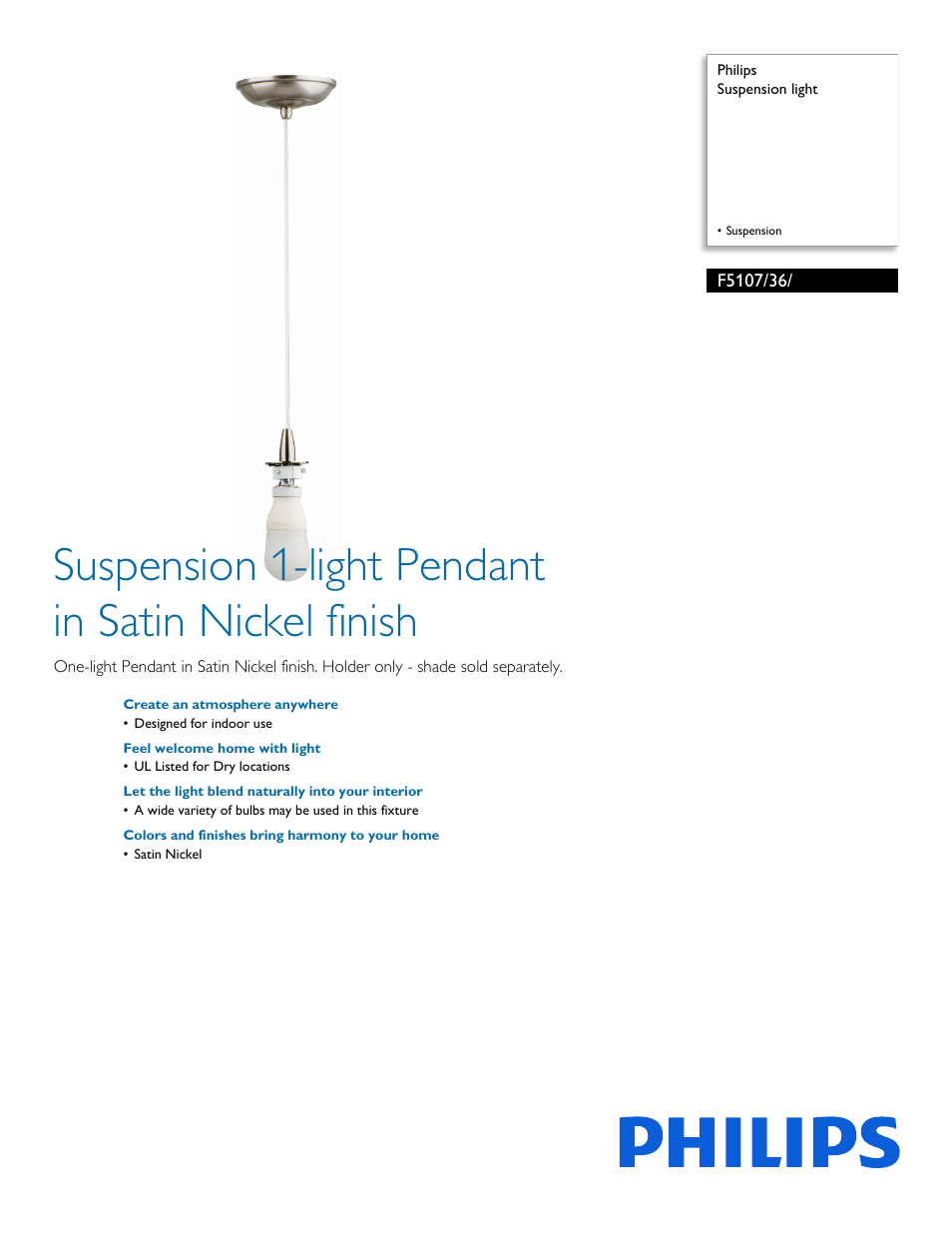 Philips F510736 User Manual | 2 pages