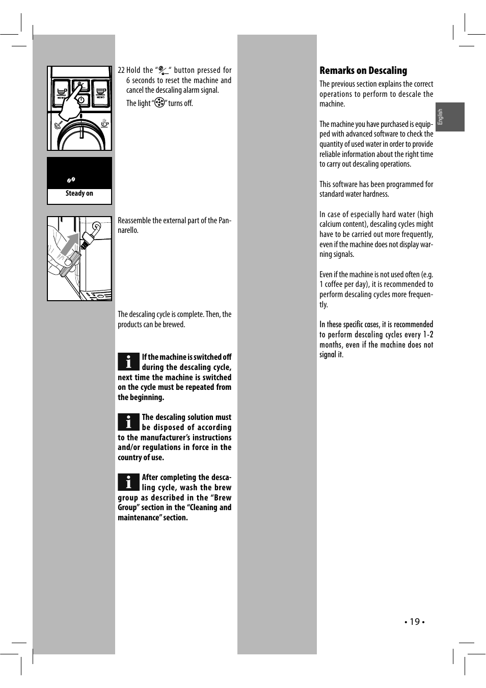 Remarks on descaling | Philips RI9833-47 User Manual | Page 19 / 24