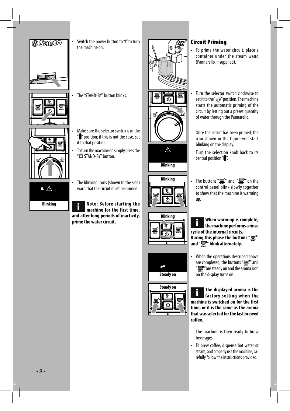 Circuit priming | Philips RI9833-47 User Manual | Page 8 / 24