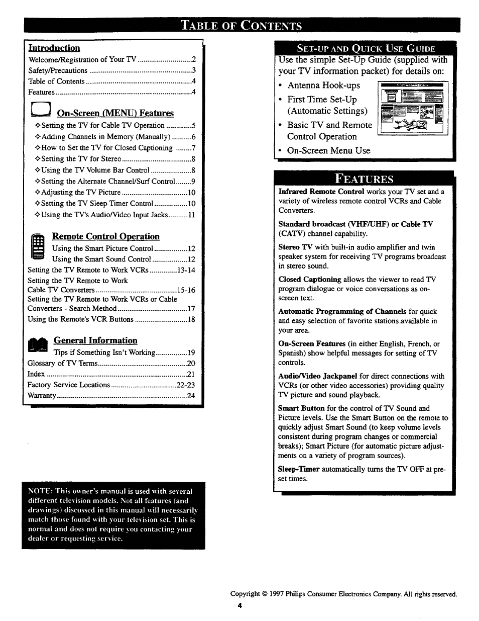 Philips COLOR TV 27 INCH TABLE User Manual | Page 4 / 24