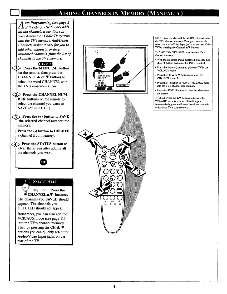 Adding channels in memory (manually), Dding, Hannels | Emory, Anually | Philips COLOR TV 27 INCH TABLE User Manual | Page 6 / 24