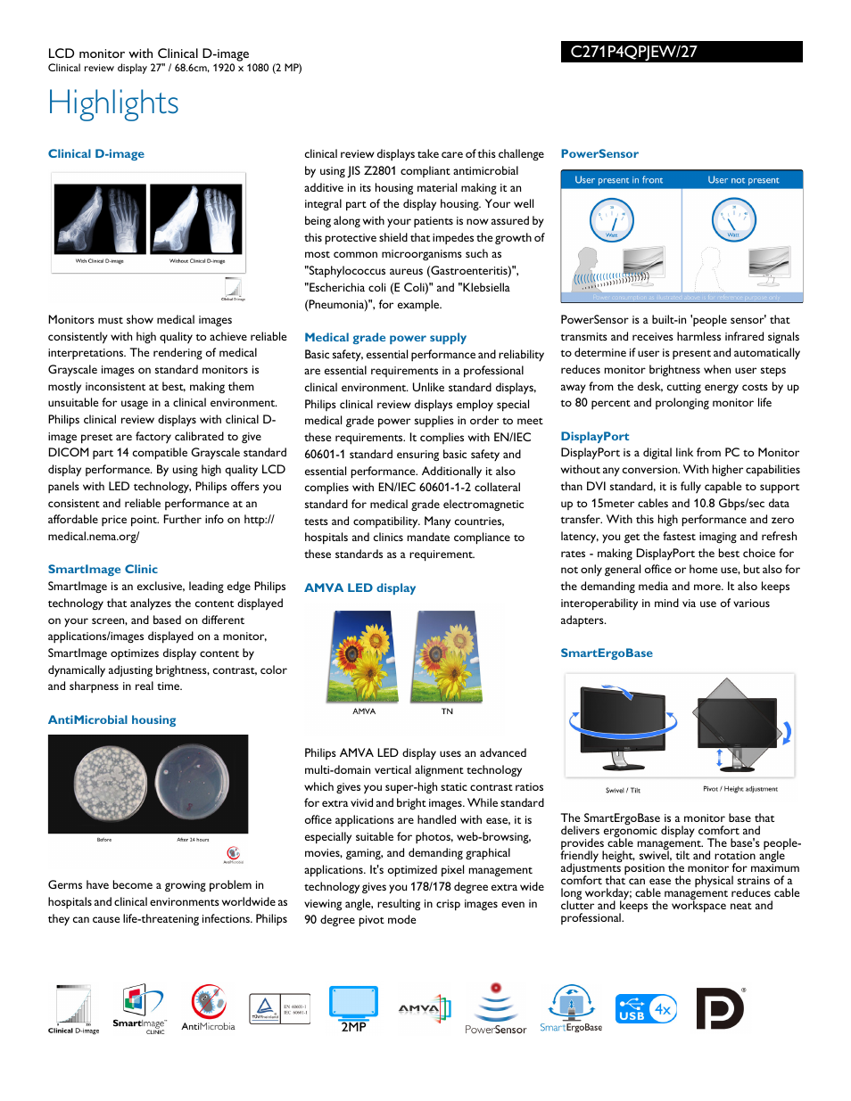 Highlights | Philips C271P4QPJEW-27 User Manual | Page 2 / 3