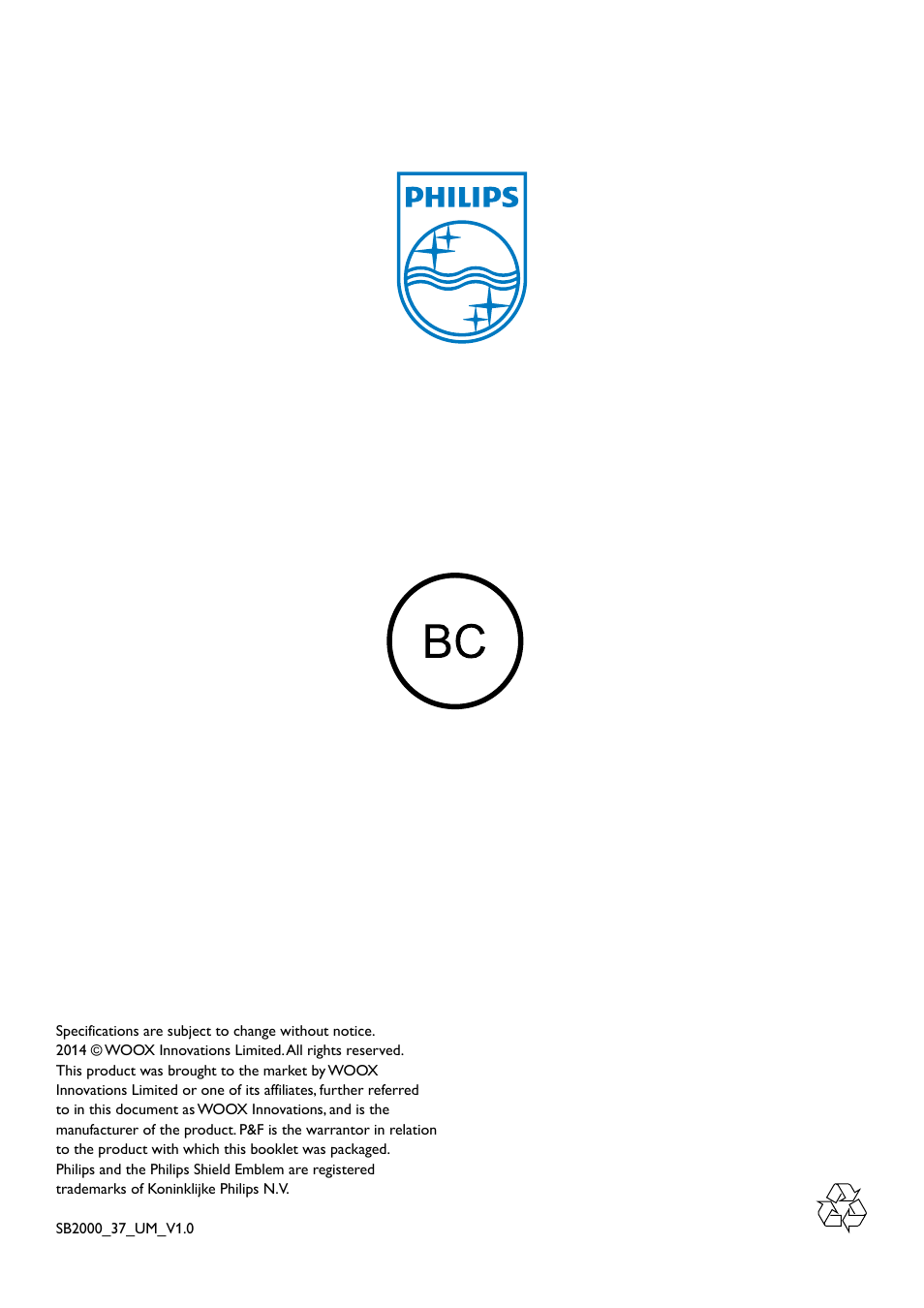 Philips SB2000B-37 User Manual | Page 13 / 13