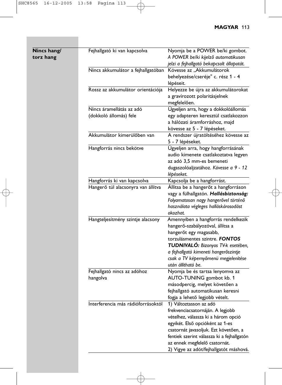 Philips SHC8565-05 User Manual | Page 113 / 149