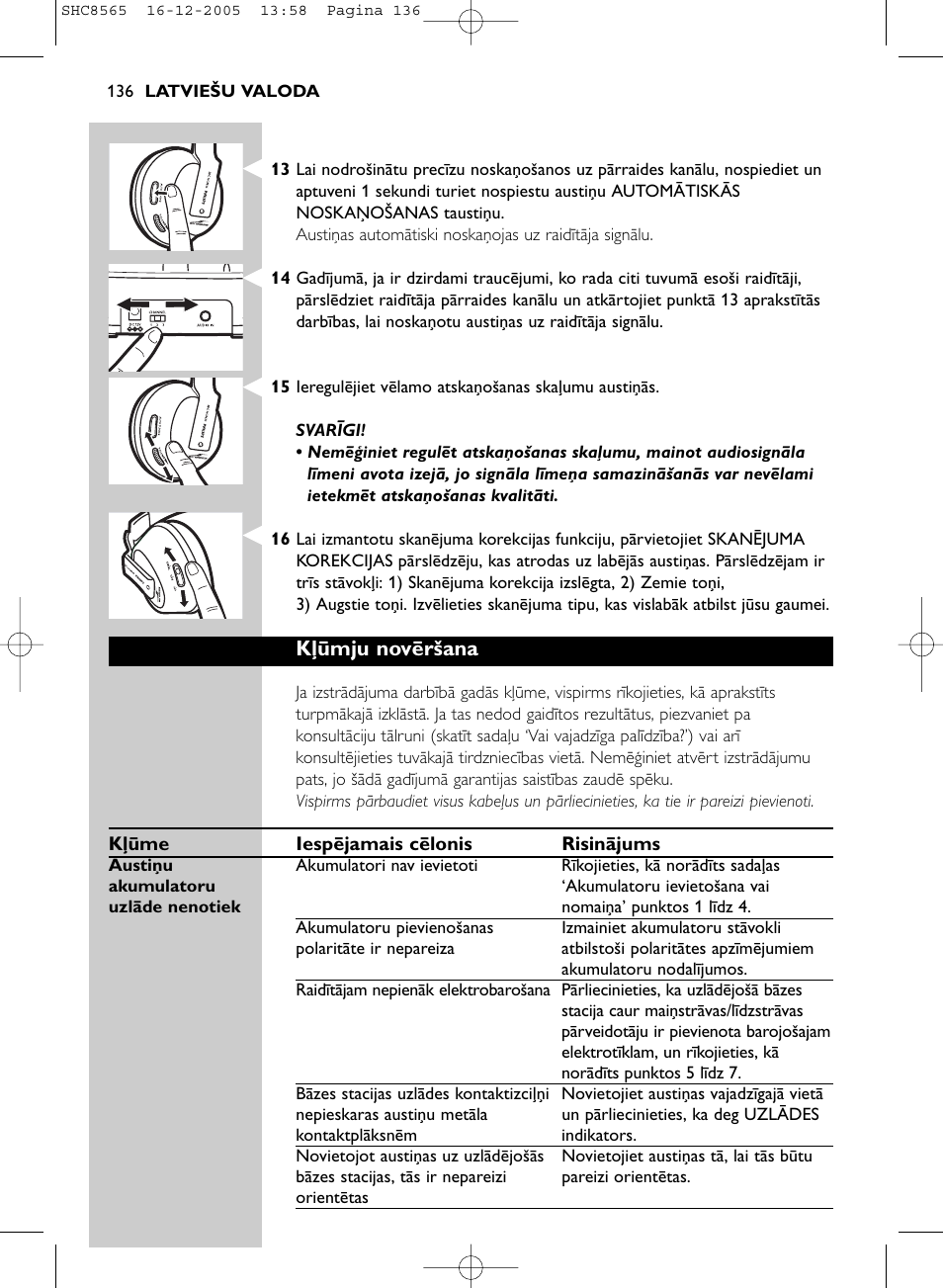 Kļūmju novēršana | Philips SHC8565-05 User Manual | Page 136 / 149