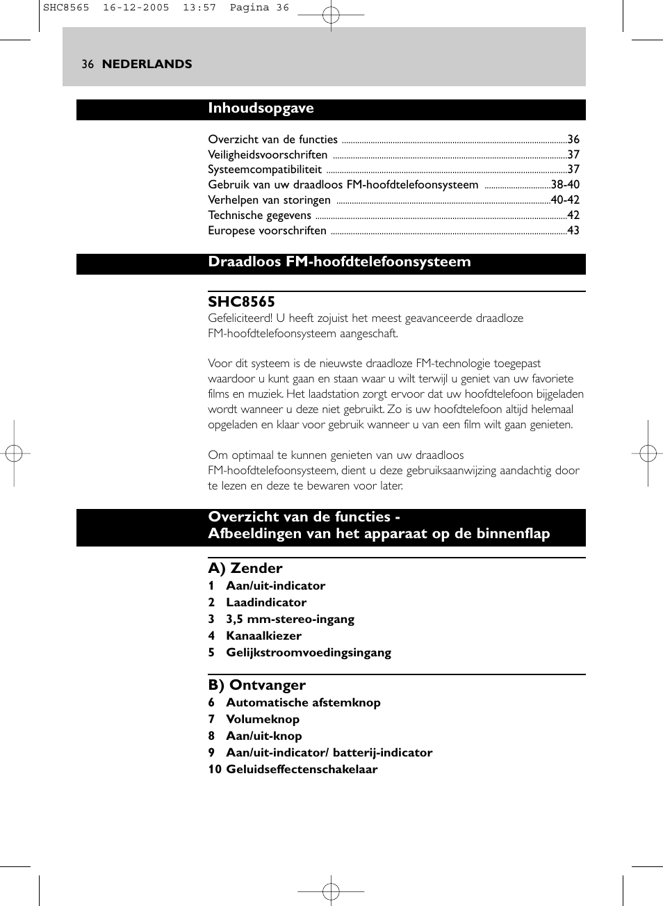 Philips SHC8565-05 User Manual | Page 36 / 149