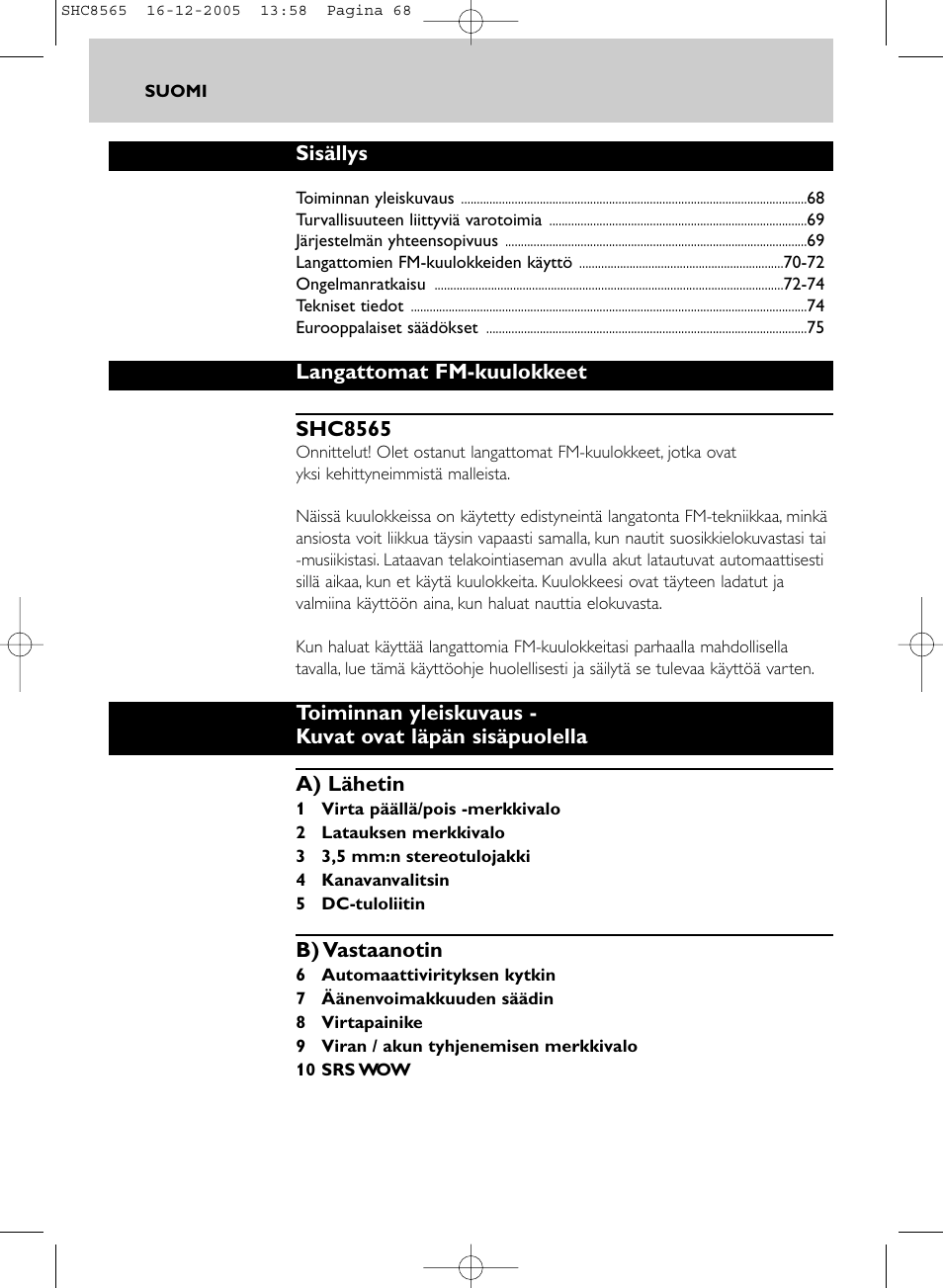 Philips SHC8565-05 User Manual | Page 68 / 149