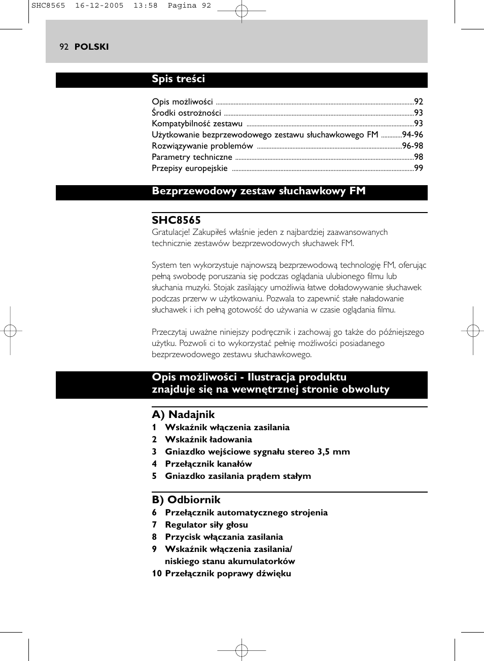 Philips SHC8565-05 User Manual | Page 92 / 149