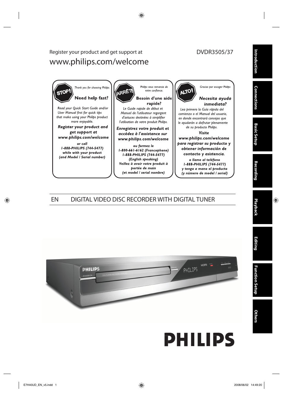 Philips DVDR3505-37 User Manual | 108 pages