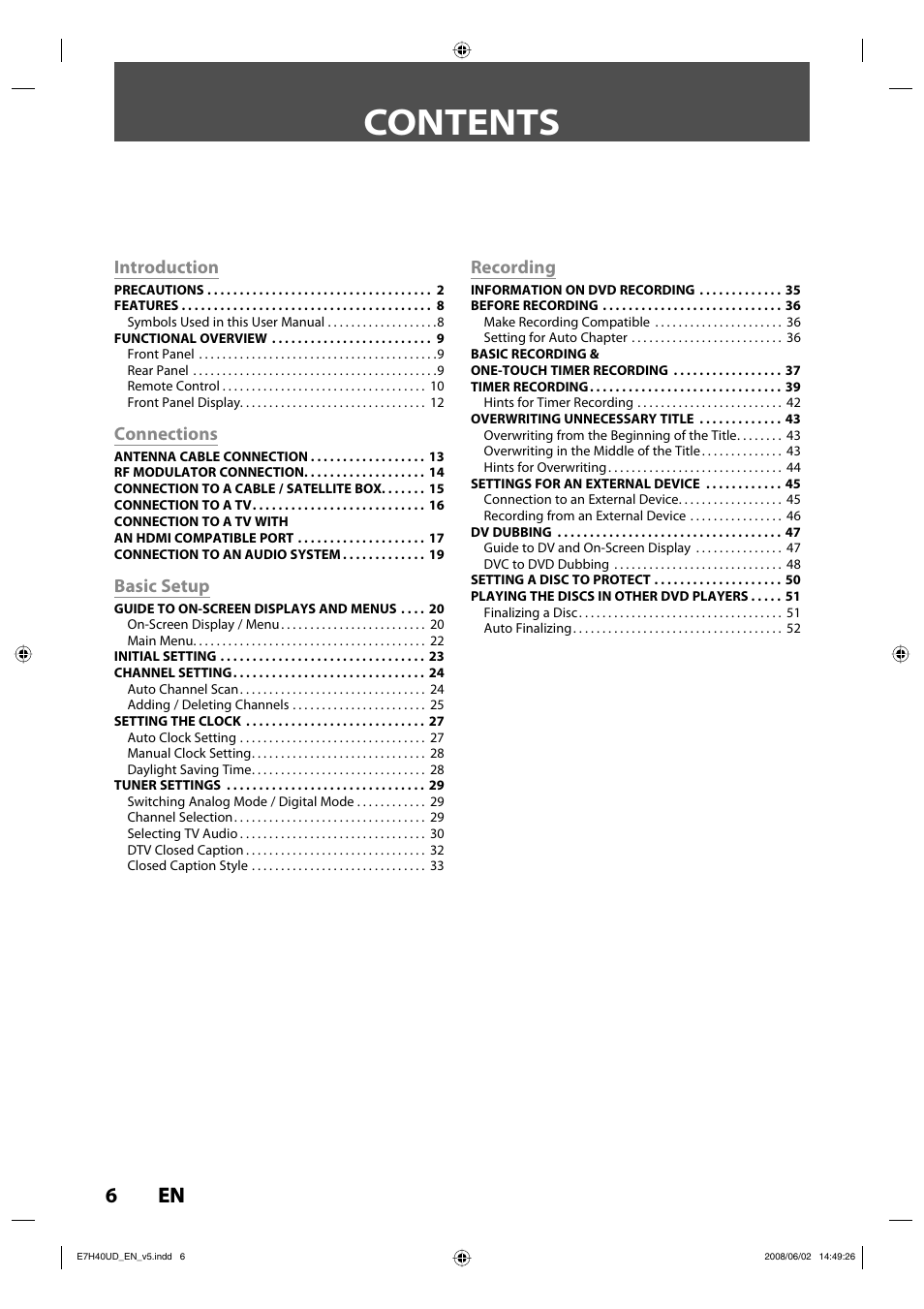 Philips DVDR3505-37 User Manual | Page 6 / 108