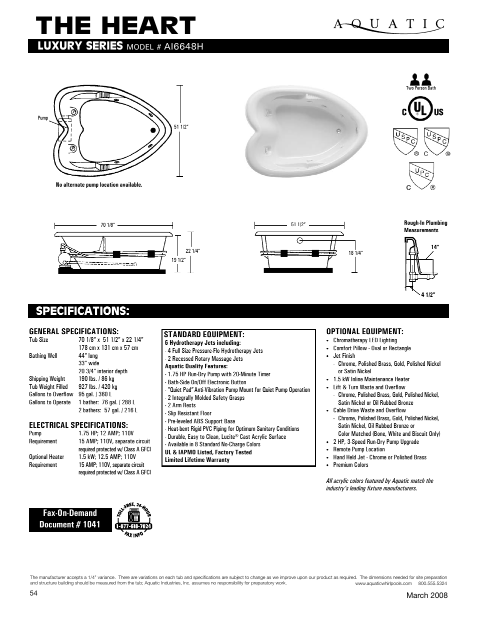 Aquatic HEART AI6648H User Manual | 1 page
