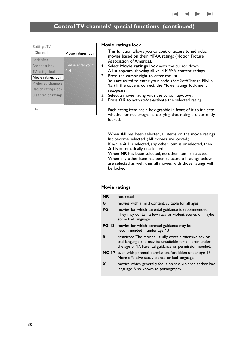 Control tv channels’ special functions (continued) | Philips 37PF9631D-37B User Manual | Page 32 / 60