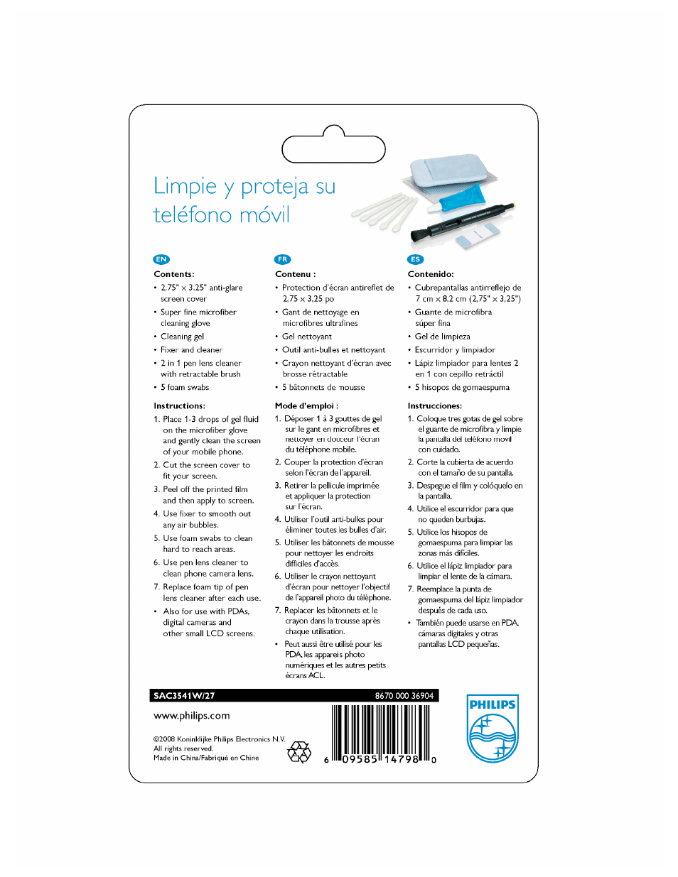 Philips SAC3541W-27 User Manual | 1 page