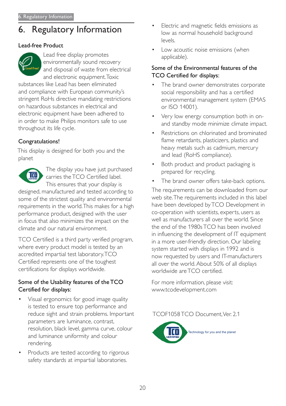 Regulatory information | Philips 190E3LSU-27 User Manual | Page 22 / 38