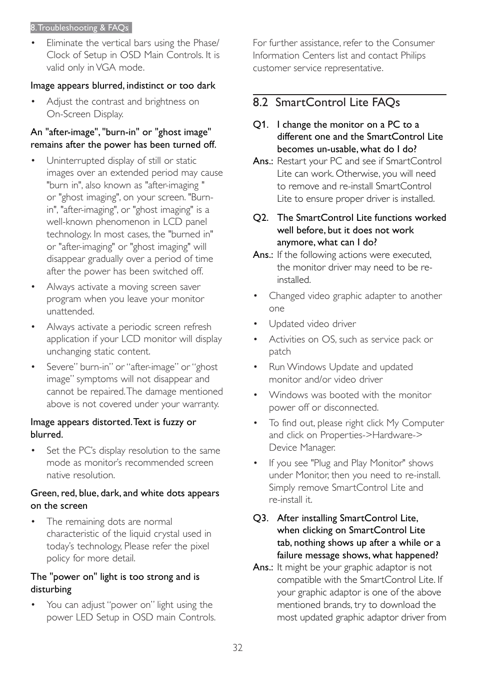 2 smartcontrol lite faqs | Philips 190E3LSU-27 User Manual | Page 34 / 38