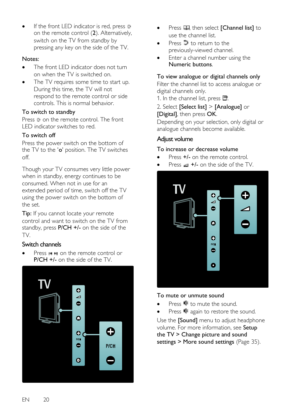 Switch channels, Adjust volume | Philips 42PFL7675H-12 User Manual | Page 20 / 74