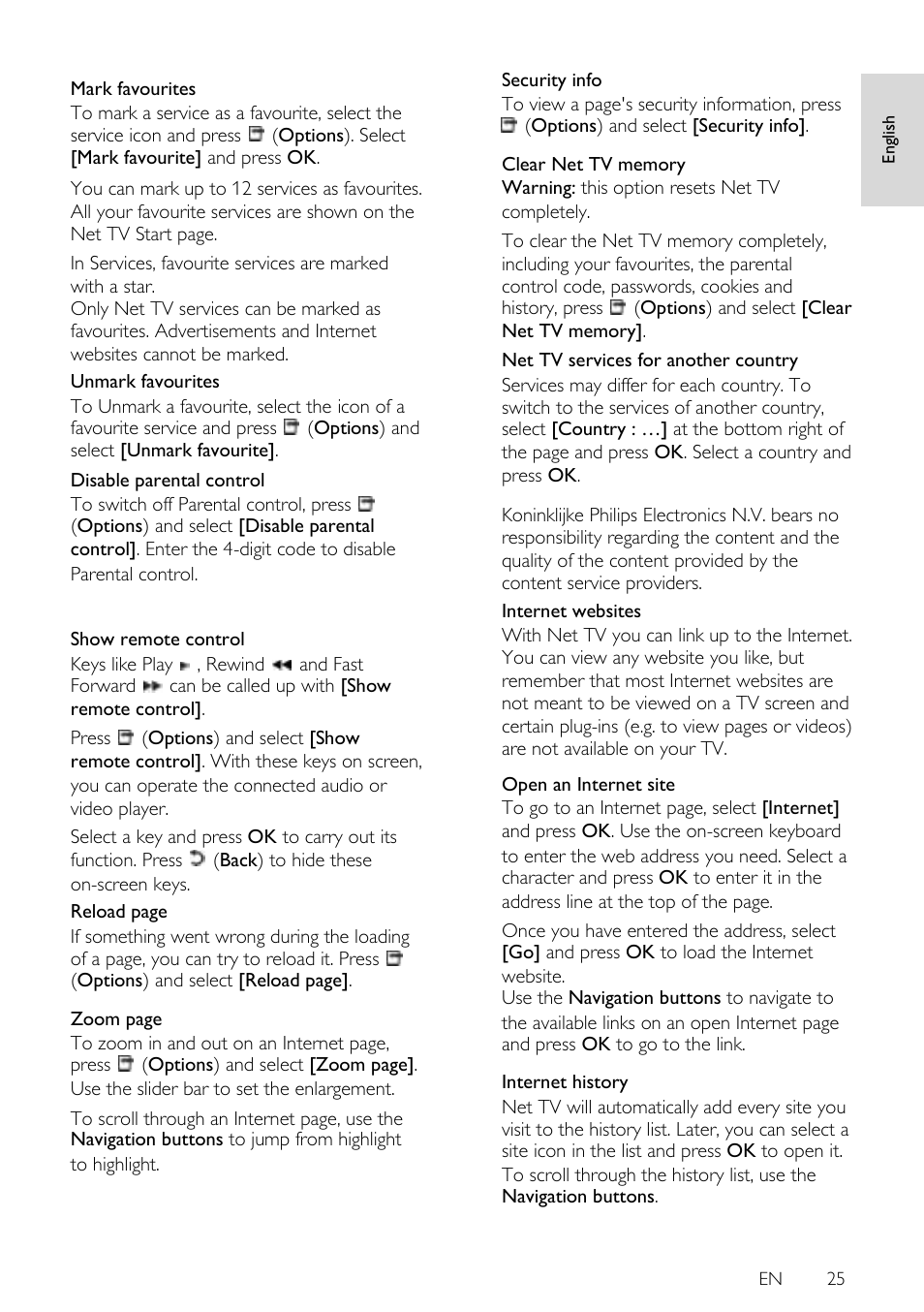 En 25, En gl is h | Philips 42PFL7675H-12 User Manual | Page 25 / 74