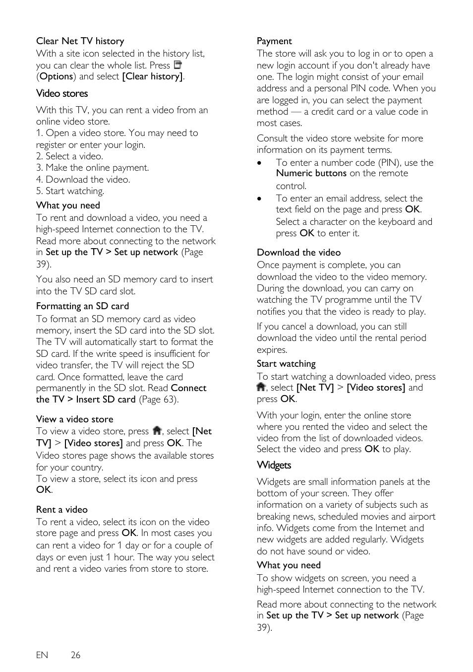 Video stores, Widgets, Ge 26) | Philips 42PFL7675H-12 User Manual | Page 26 / 74