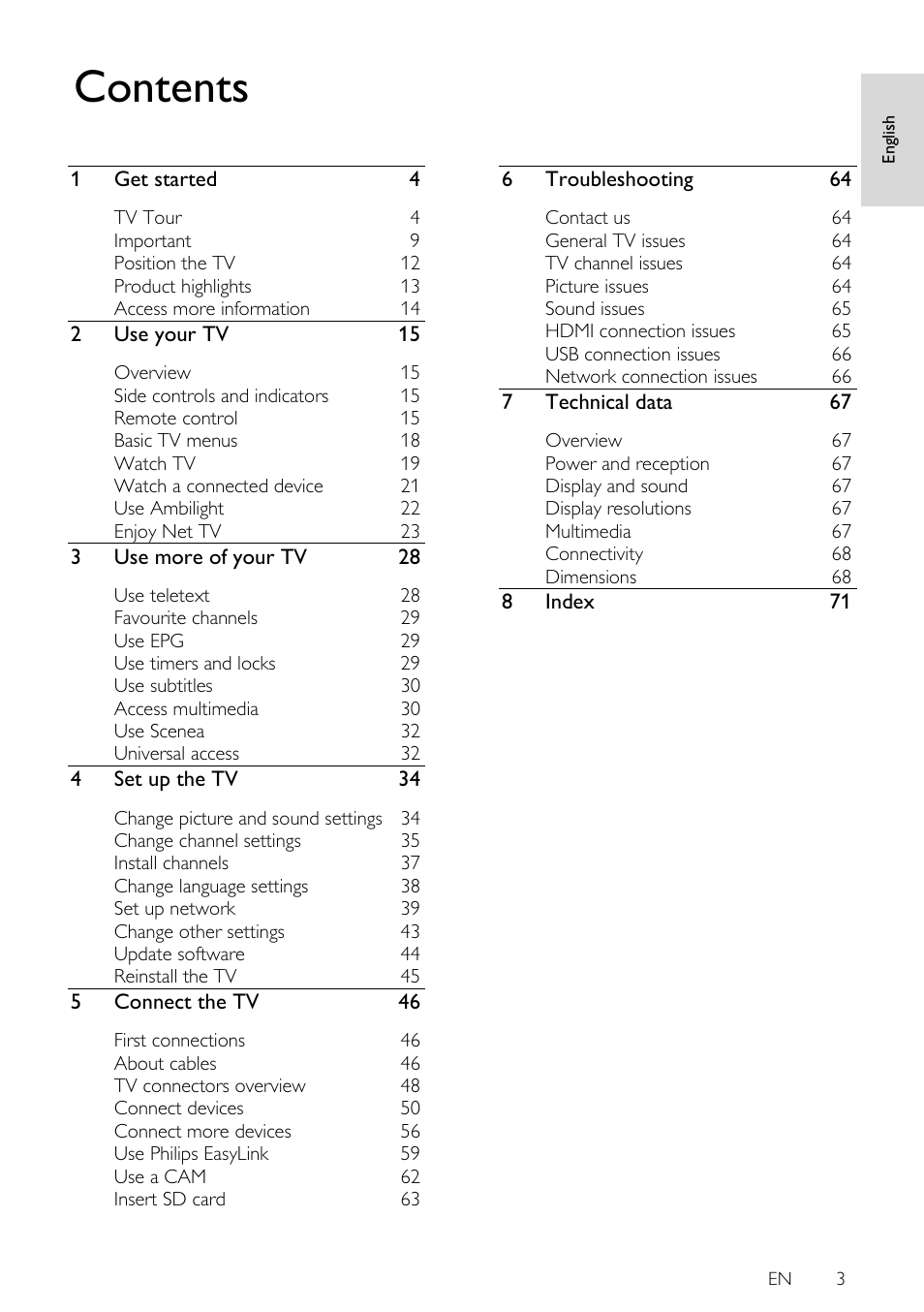 Philips 42PFL7675H-12 User Manual | Page 3 / 74