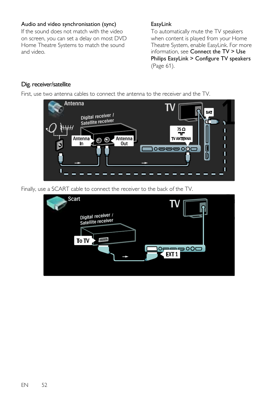 Dig. receiver/satellite, En 52 | Philips 42PFL7675H-12 User Manual | Page 52 / 74