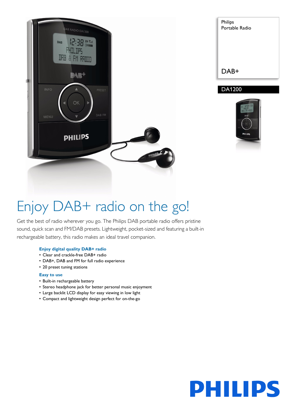 Philips DA1200-05 User Manual | 2 pages