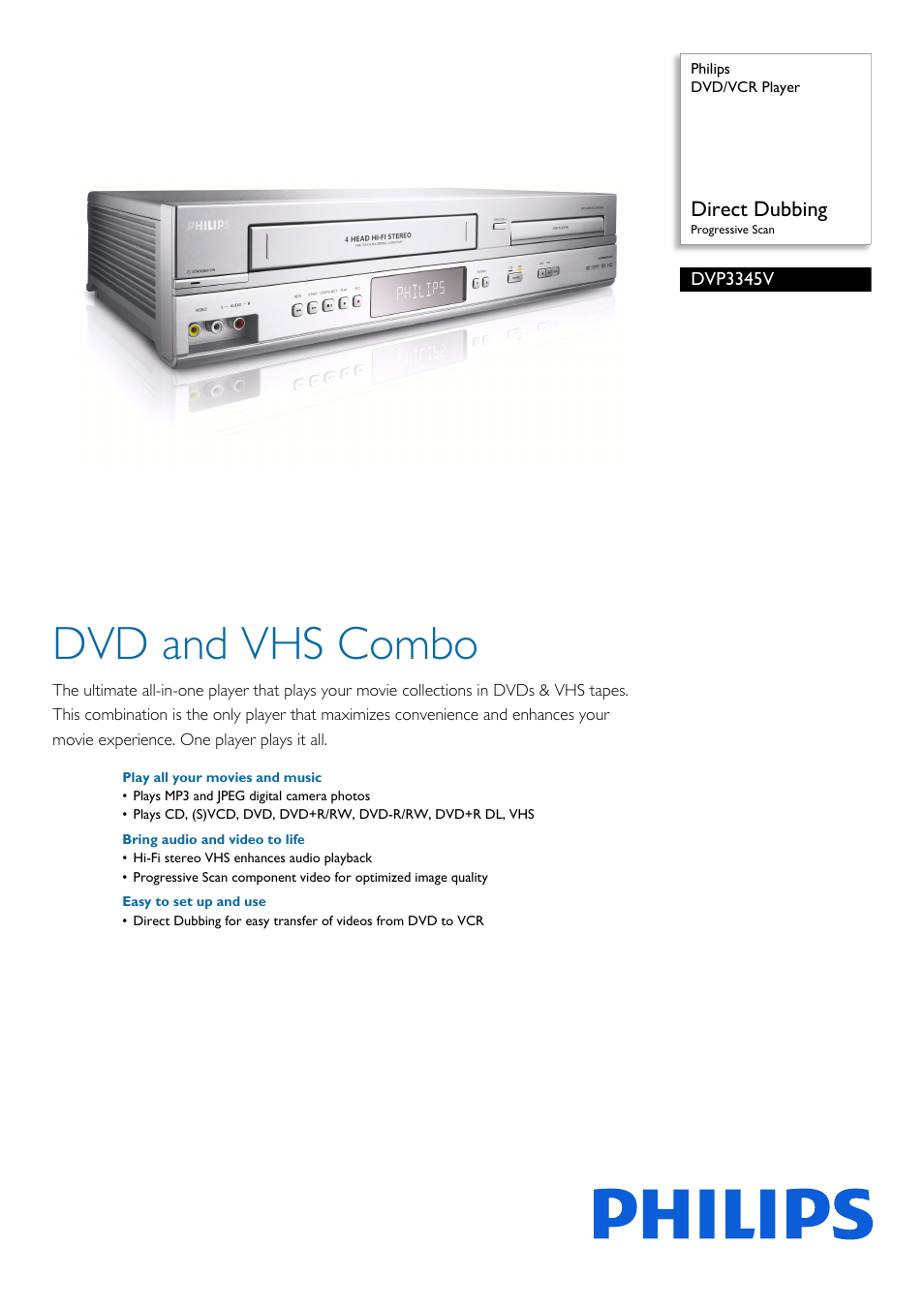 Philips DVP3345V-F7 User Manual | 2 pages