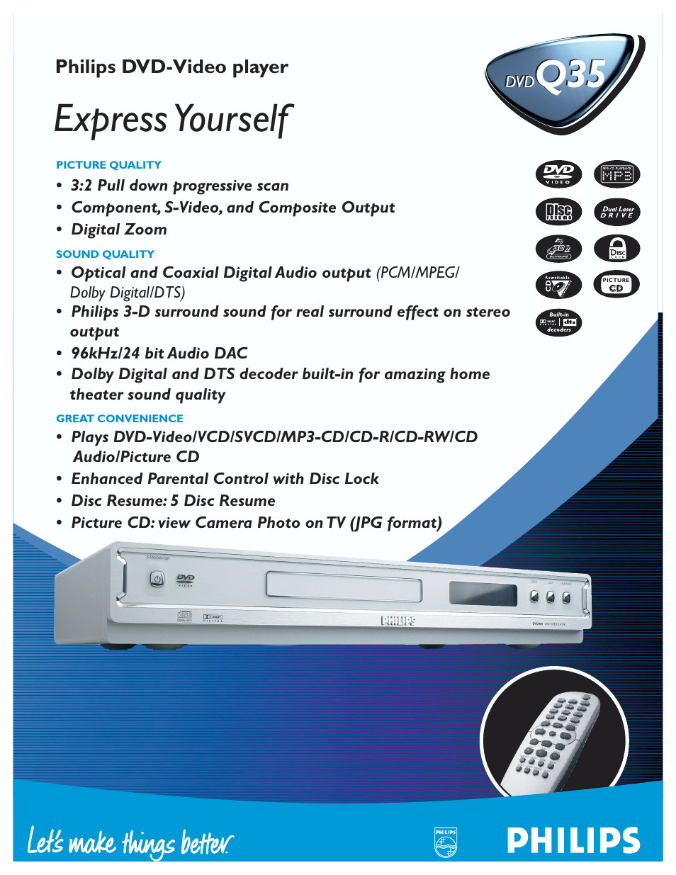 Philips DVDQ35AT User Manual | 2 pages