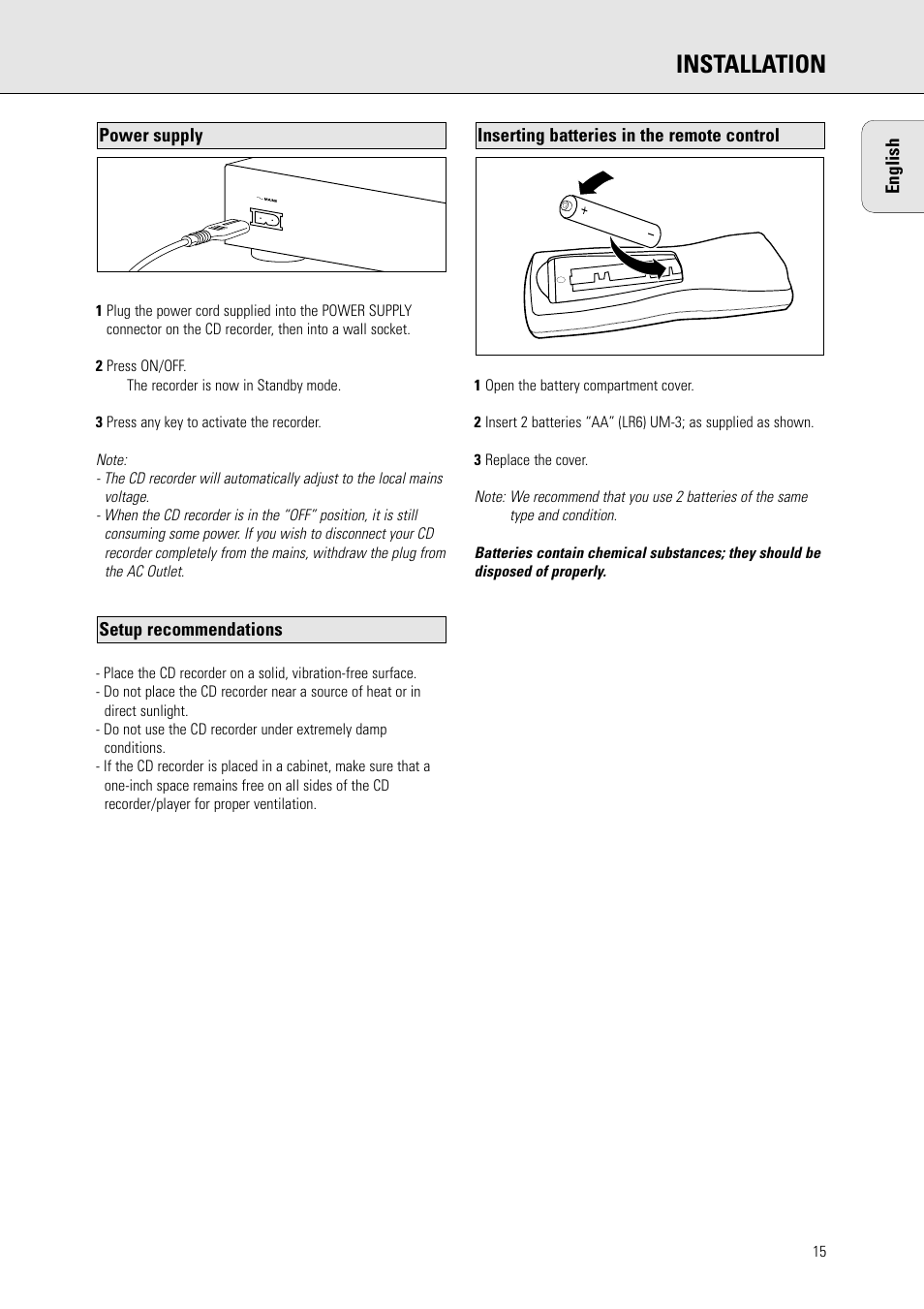 Installation | Philips CDR570BK User Manual | Page 14 / 26