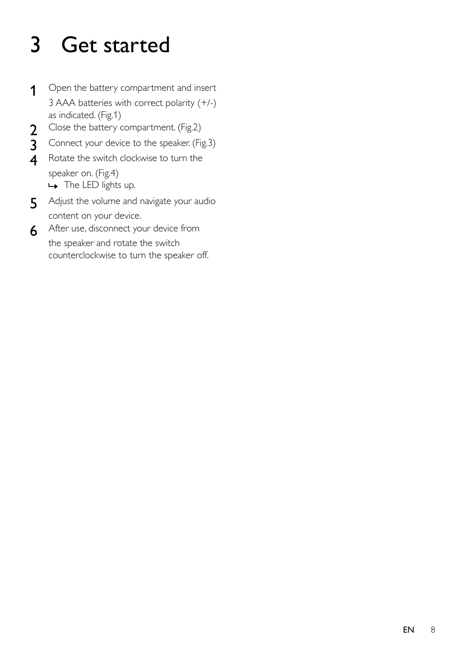 3 get started | Philips SBA1610PNK-00 User Manual | Page 8 / 10