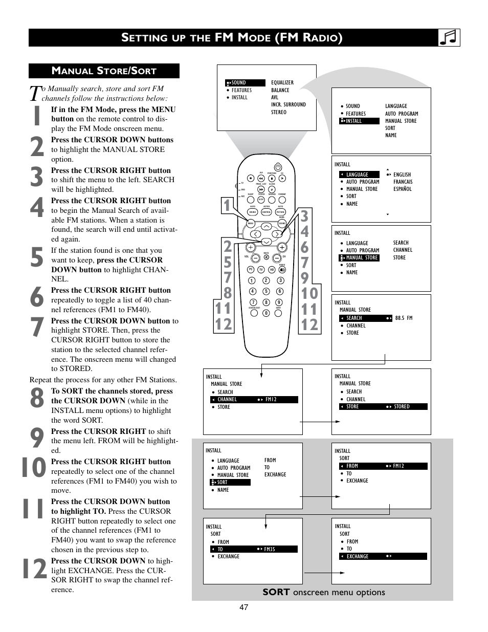 Fm m, Fm r | Philips 15PF9945-37 User Manual | Page 47 / 64