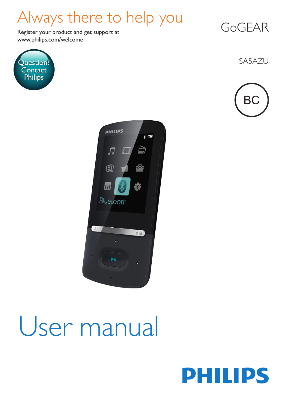 Philips GoGEAR MP4 player SA5AZU16KF 16GB* User Manual | 34 pages