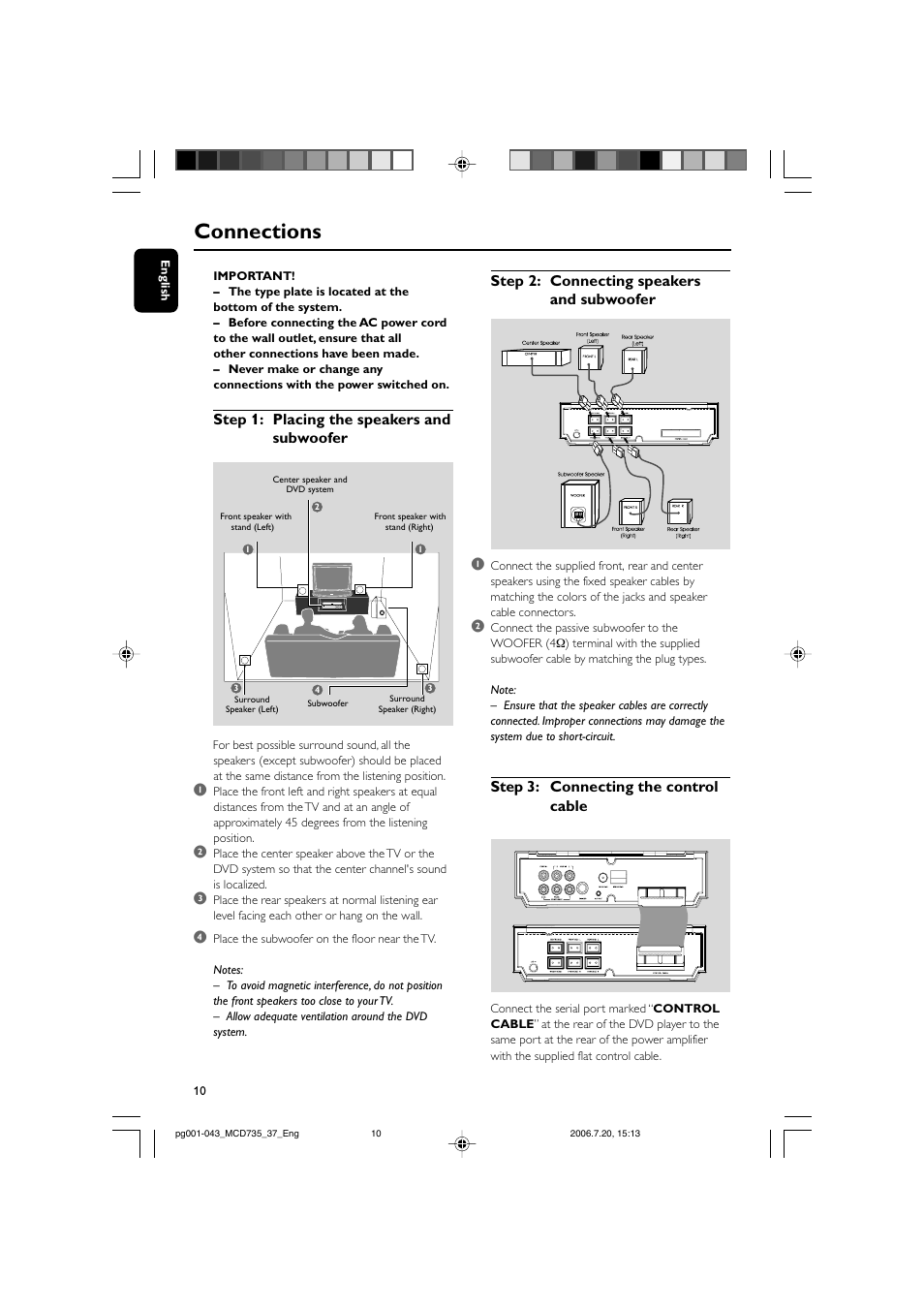 Connections | Philips MCD735-37B User Manual | Page 10 / 43