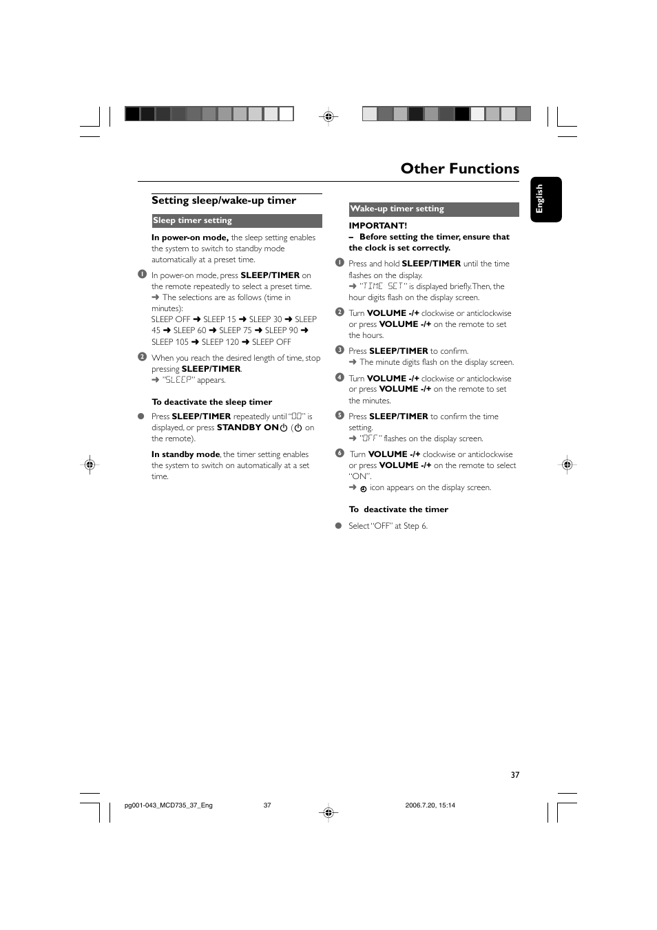 Other functions | Philips MCD735-37B User Manual | Page 37 / 43