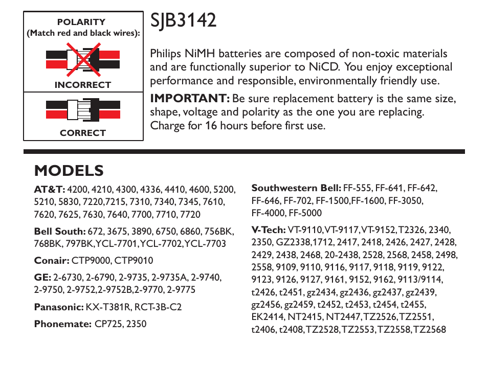 Philips SJB3142-17 User Manual | 1 page