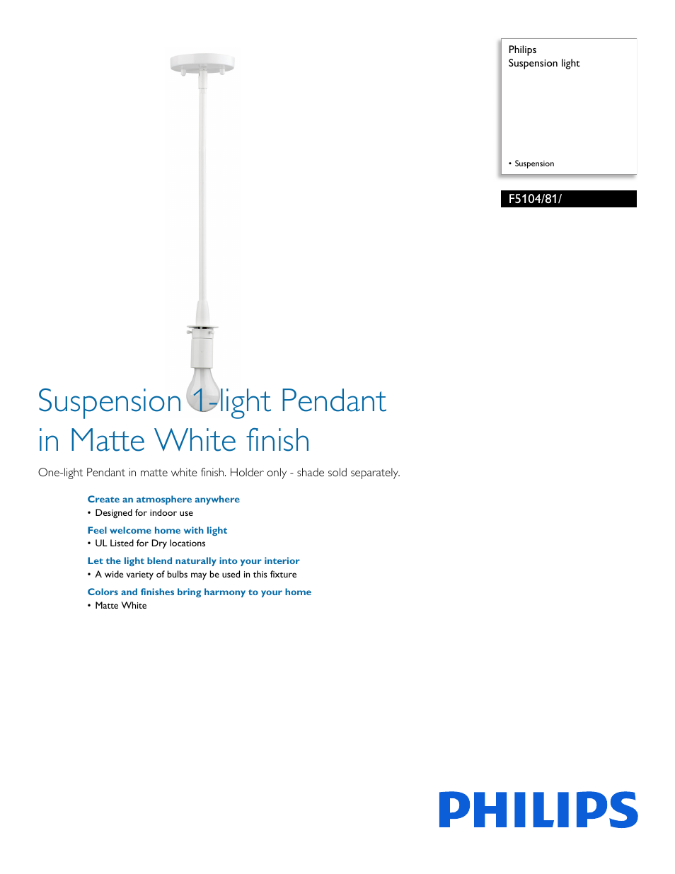 Philips F510481 User Manual | 2 pages