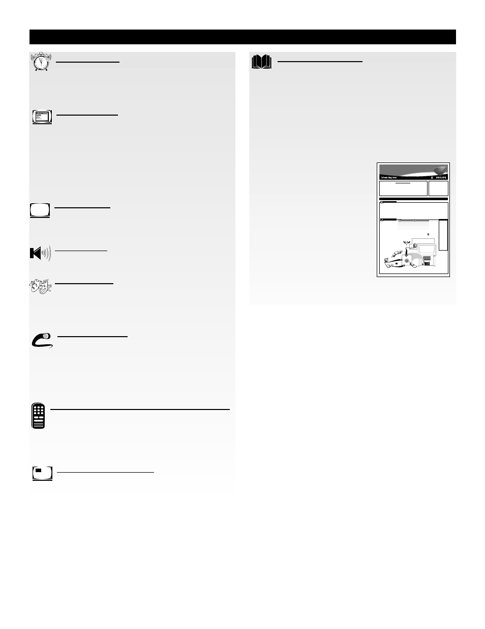 Able of, Ontents, Quick use and setup guide | Getting started, Features menu, Picture menu, Sound menu, Theater menu, Rear panel jacks, Remote control use with accessory devices | Philips 60PP940199 User Manual | Page 4 / 46