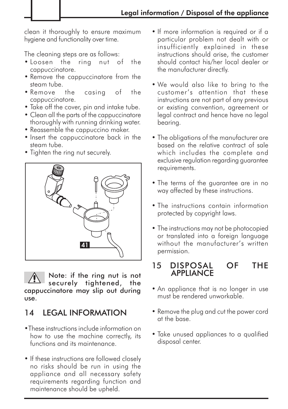 14 legal information, 15 disposal of the appliance | Philips 741443008 User Manual | Page 38 / 132