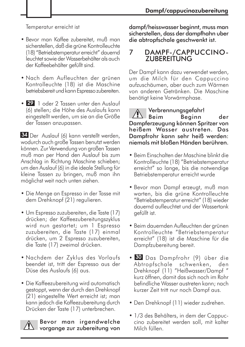 7dampf-/cappuccino- zubereitung | Philips 741443008 User Manual | Page 68 / 132